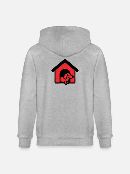 Dachshund Doghouse House Icon - Stanley/Stella CULTIVATOR Unisex Organic Hooded Jacket - heather grey