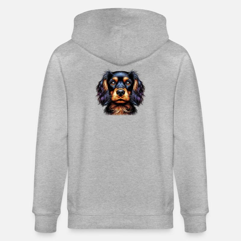Hund Cocker Spaniel - Stanley/Stella Unisex Bio-Kapuzenjacke CULTIVATOR  - Grau meliert
