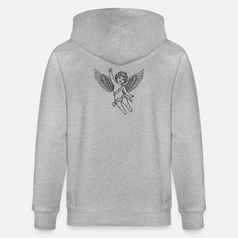 Fröhlicher Friedens-Engel mit Peace-Zeichen - Stanley/Stella Unisex Bio-Kapuzenjacke CULTIVATOR  - Grau meliert
