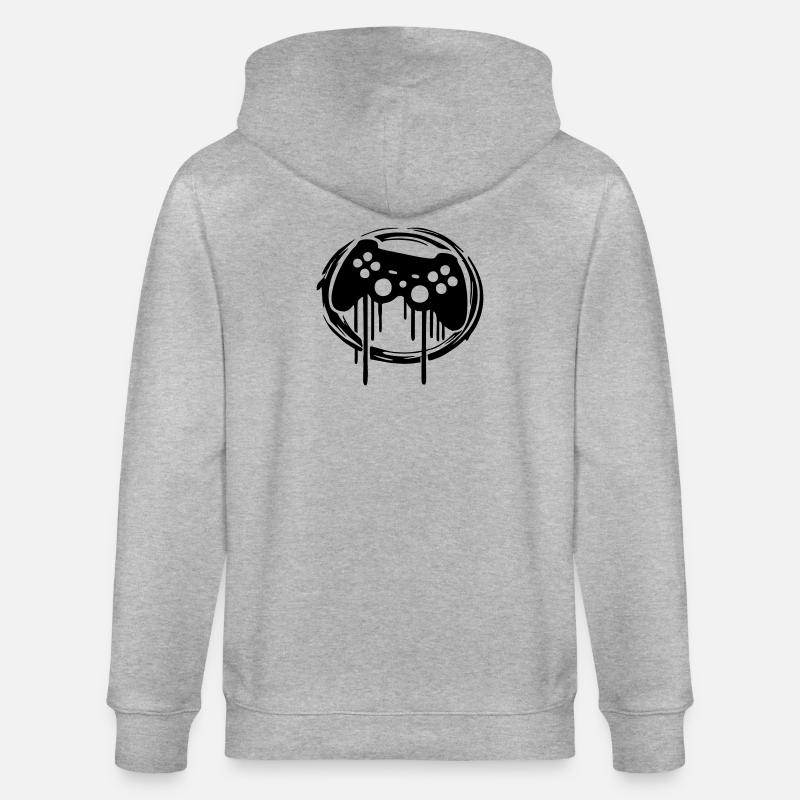 Motif circulaire de manette de jeu - Veste à capuche bio CULTIVATOR Stanley/Stella Unisexe - gris chiné