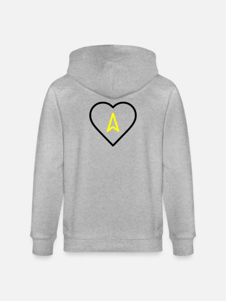 Heart with arrow direction - Stanley/Stella CULTIVATOR Unisex Organic Hooded Jacket - heather grey