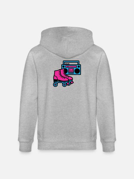 Roller Skates Boombox 80s Retro - Stanley/Stella CULTIVATOR Unisex Organic Hooded Jacket - heather grey