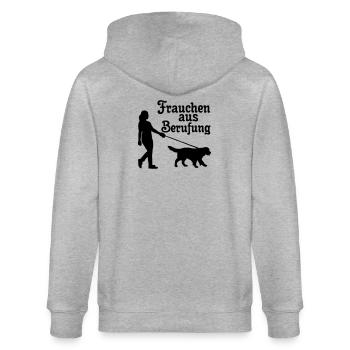 Frauchen aus Berufung Hund, Tier, Geschenk - Stanley/Stella Unisex Bio-Kapuzenjacke CULTIVATOR  - Grau meliert - Hinten - Luana (180cm)