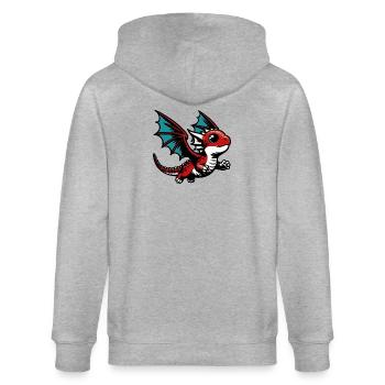 Drache - Stanley/Stella Unisex Bio-Kapuzenjacke CULTIVATOR  - Grau meliert - Hinten - Luana (180cm)