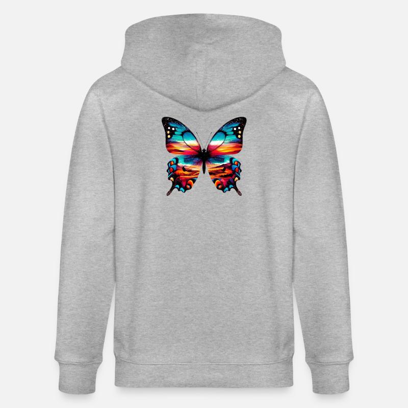 Schmetterling - Stanley/Stella Unisex Bio-Kapuzenjacke CULTIVATOR  - Grau meliert