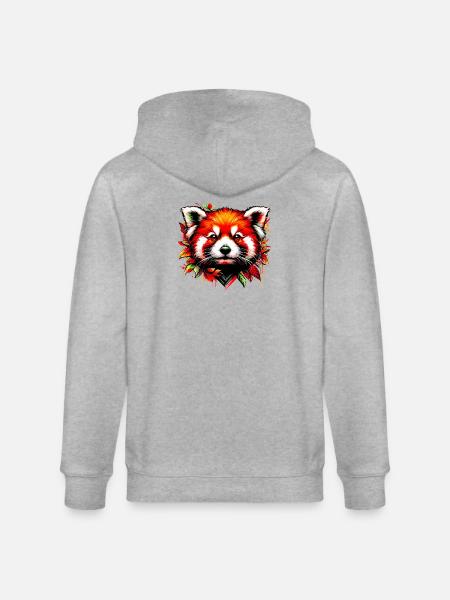 Red panda - Stanley/Stella CULTIVATOR Unisex Organic Hooded Jacket - heather grey