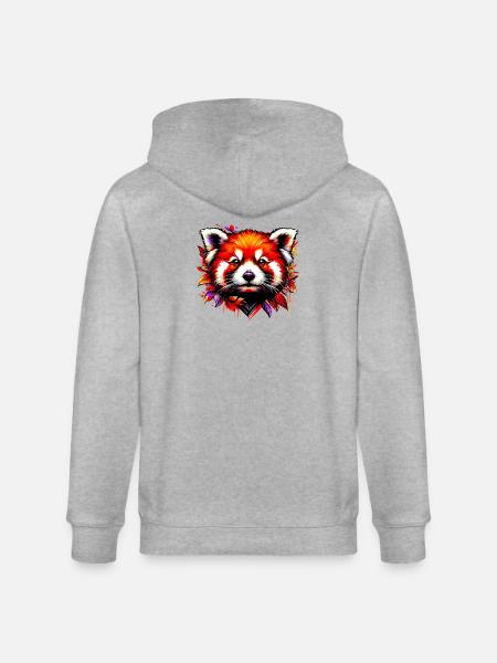 Red panda - Stanley/Stella CULTIVATOR Unisex Organic Hooded Jacket - heather grey