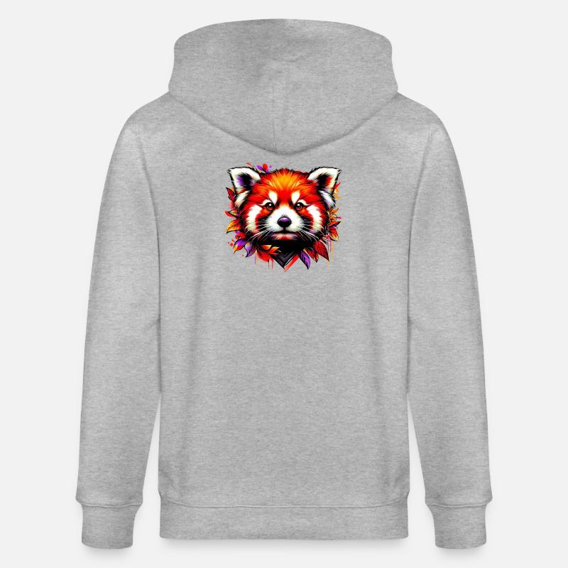 Red panda - Stanley/Stella CULTIVATOR  Unisex Organic Hooded Jacket - heather grey
