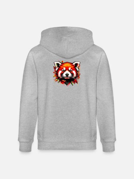 Red panda - Stanley/Stella CULTIVATOR  Unisex Organic Hooded Jacket - heather grey