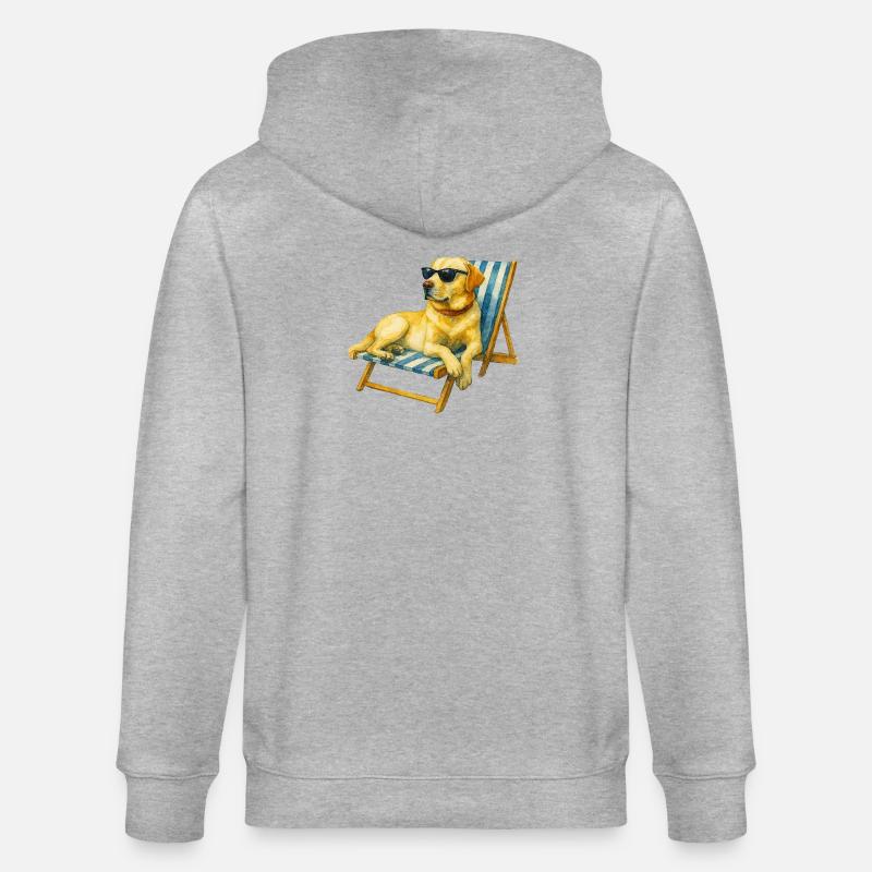 Labrador Hund Sommer Chill Geschenkidee - Stanley/Stella Unisex Bio-Kapuzenjacke CULTIVATOR  - Grau meliert