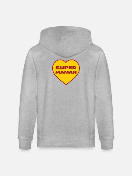 Super Mom - Mother's Day - Stanley/Stella CULTIVATOR  Unisex Organic Hooded Jacket - heather grey