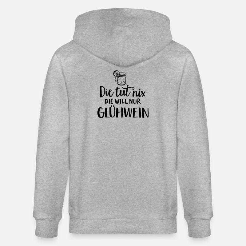 Glühwein Spruch Humor - Stanley/Stella Unisex Bio-Kapuzenjacke CULTIVATOR  - Grau meliert