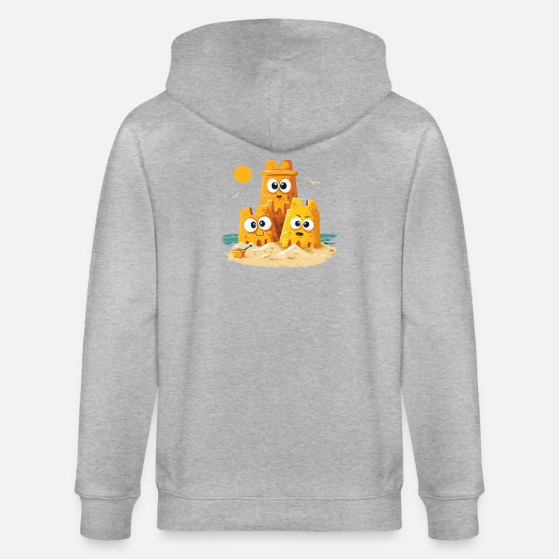 Beach Castles Trio with Face - Stanley/Stella CULTIVATOR  Unisex Organic Hooded Jacket - heather grey