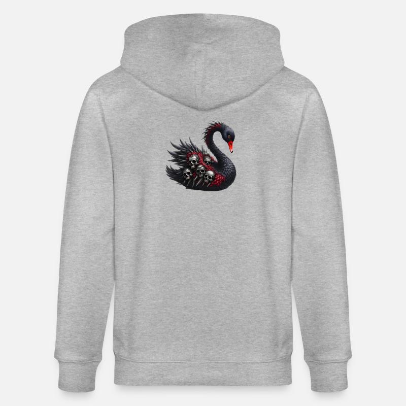 Cygne Noir aux crânes rouges - Veste à capuche bio CULTIVATOR Stanley/Stella Unisexe - gris chiné