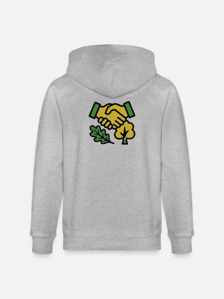 Handshake Nature Forest Logo - Stanley/Stella CULTIVATOR Unisex Organic Hooded Jacket - heather grey