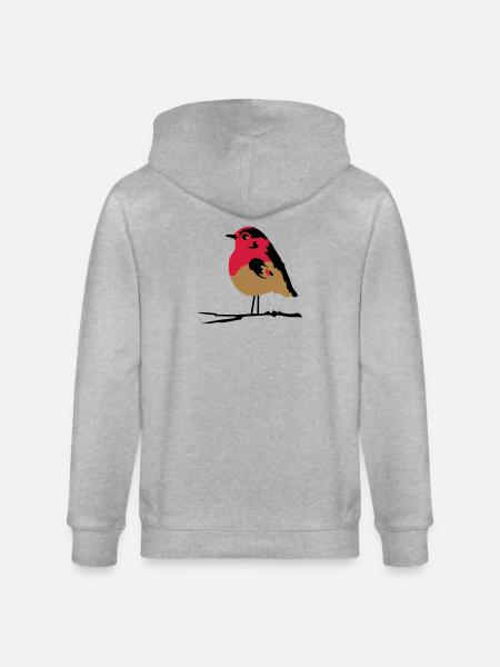 A robin on branch - Stanley/Stella CULTIVATOR Unisex Organic Hooded Jacket - heather grey