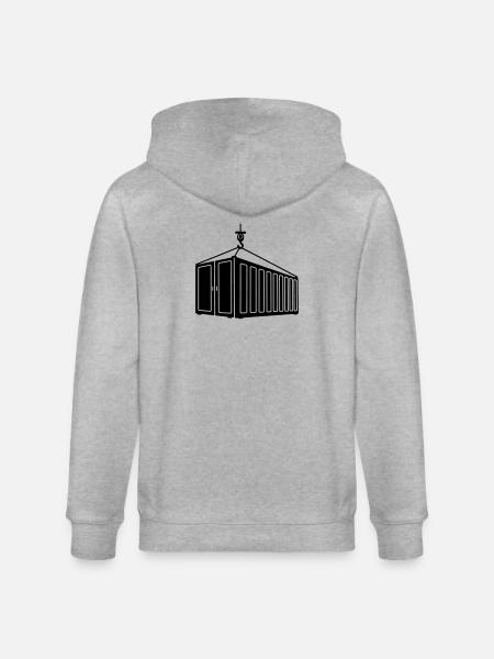 Sea container on hook crane logo - Stanley/Stella CULTIVATOR  Unisex Organic Hooded Jacket - heather grey