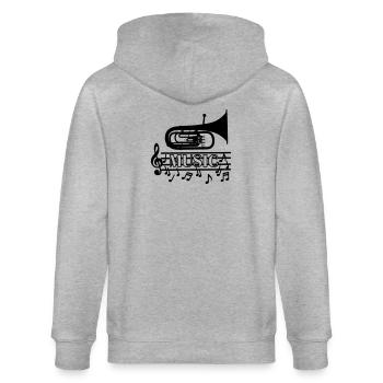 Baritone music logo - Stanley/Stella CULTIVATOR  Unisex Organic Hooded Jacket - heather grey - Back - Luana (180cm)