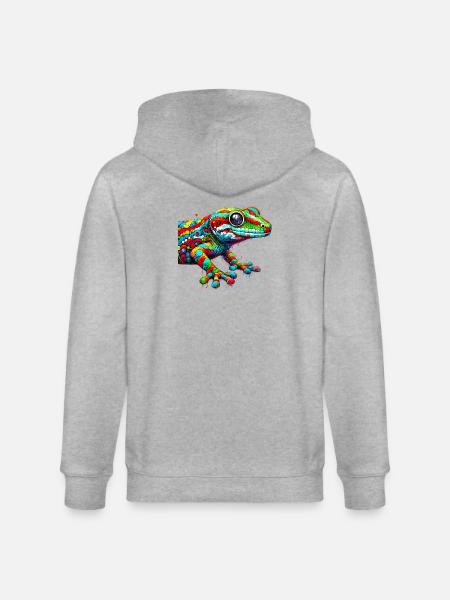 Gecko - Stanley/Stella CULTIVATOR  Unisex Organic Hooded Jacket - heather grey