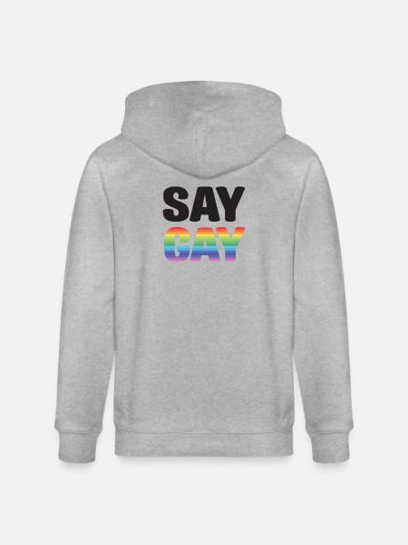 LGBT Pride Month - Say Gay - Stanley/Stella CULTIVATOR Unisex Organic Hooded Jacket - heather grey