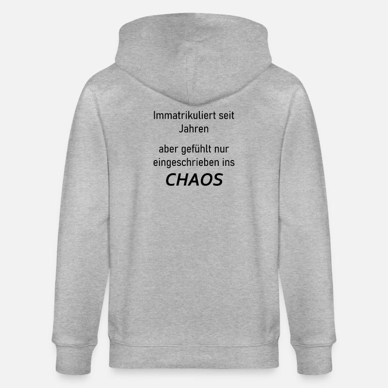 Unispruch "Immatrikuliert ins Chaos" Studenten - Stanley/Stella Unisex Bio-Kapuzenjacke CULTIVATOR - Grau meliert