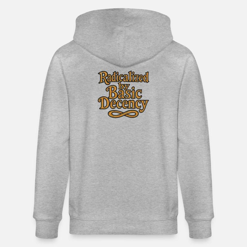 Radicalized by Basic Decency - Stanley/Stella CULTIVATOR  Unisex Organic Hooded Jacket - heather grey