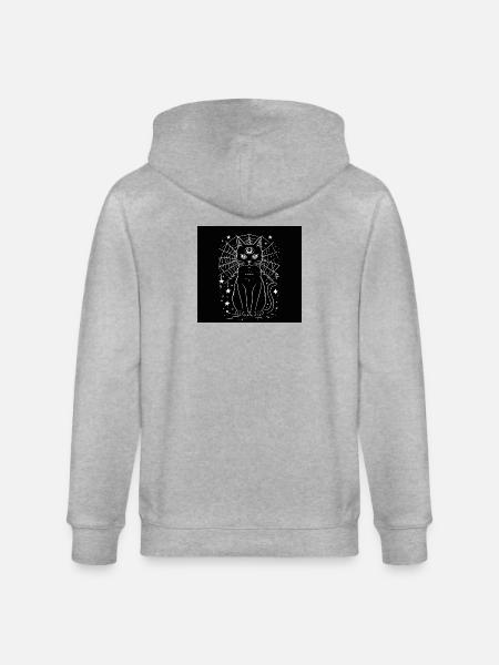 Magic Cat und Crescent Moon – Hexen-Goth - Stanley/Stella Unisex Bio-Kapuzenjacke CULTIVATOR - Grau meliert