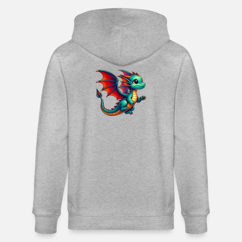 Drache - Stanley/Stella Unisex Bio-Kapuzenjacke CULTIVATOR - Grau meliert