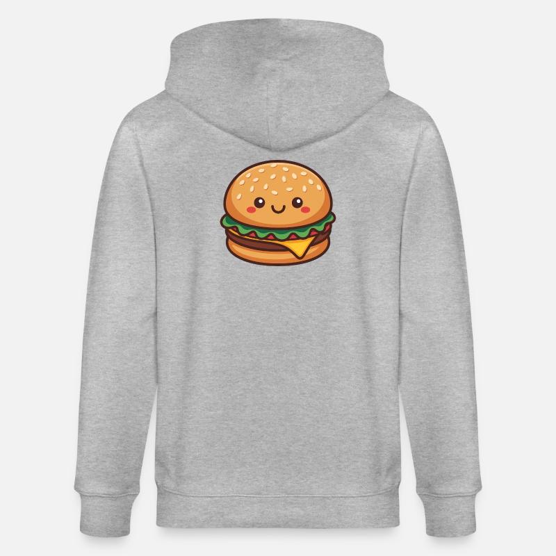 Kawaii Hamburger - Stanley/Stella CULTIVATOR  Unisex Organic Hooded Jacket - heather grey