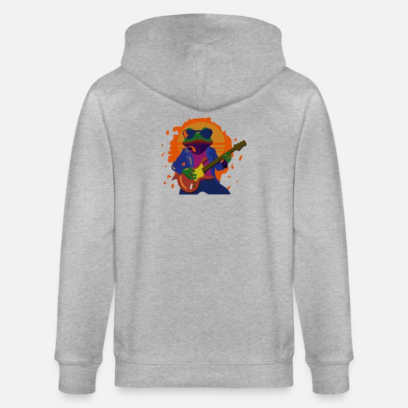 Rock-Frog au coucher du soleil - Veste à capuche bio CULTIVATOR Stanley/Stella Unisexe - gris chiné
