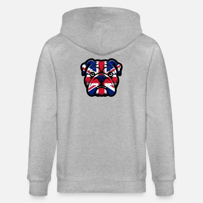 Portrait du bouledogue Union Jack - Veste à capuche bio CULTIVATOR Stanley/Stella Unisexe - gris chiné