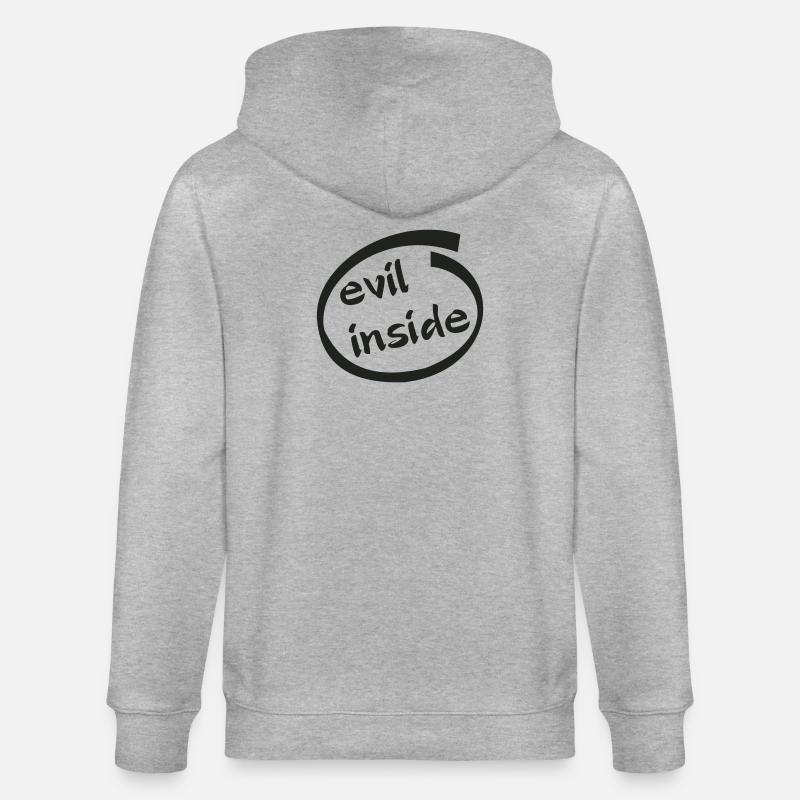 Evil Inside Ring Graphic - Stanley/Stella CULTIVATOR Unisex Organic Hooded Jacket - heather grey