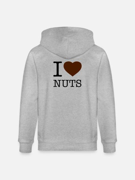 I LOVE NUTS Nüsse - Stanley/Stella CULTIVATOR  Unisex Organic Hooded Jacket - heather grey