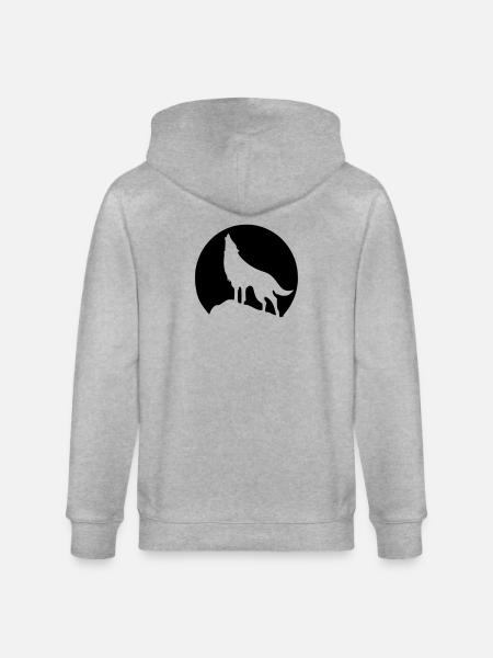 Wolf - Mond - Stanley/Stella Unisex Bio-Kapuzenjacke CULTIVATOR  - Grau meliert