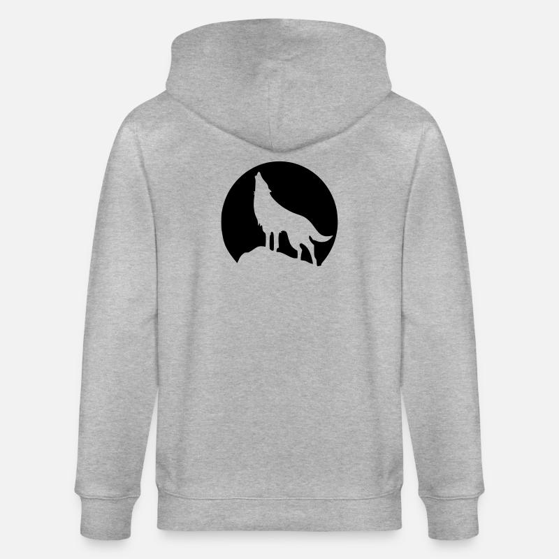 Wolf - Mond - Stanley/Stella Unisex Bio-Kapuzenjacke CULTIVATOR  - Grau meliert