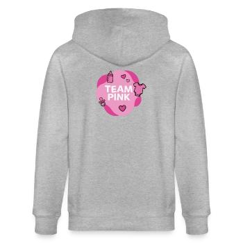 Team Pink Baby Shower Design - Stanley/Stella Unisex Bio-Kapuzenjacke CULTIVATOR  - Grau meliert - Hinten - Luana (180cm)