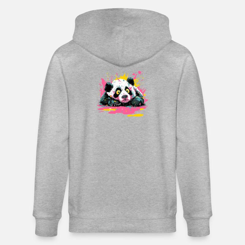 Panda Splash Pop-Art Farbspritzer - Stanley/Stella Unisex Bio-Kapuzenjacke CULTIVATOR  - Grau meliert