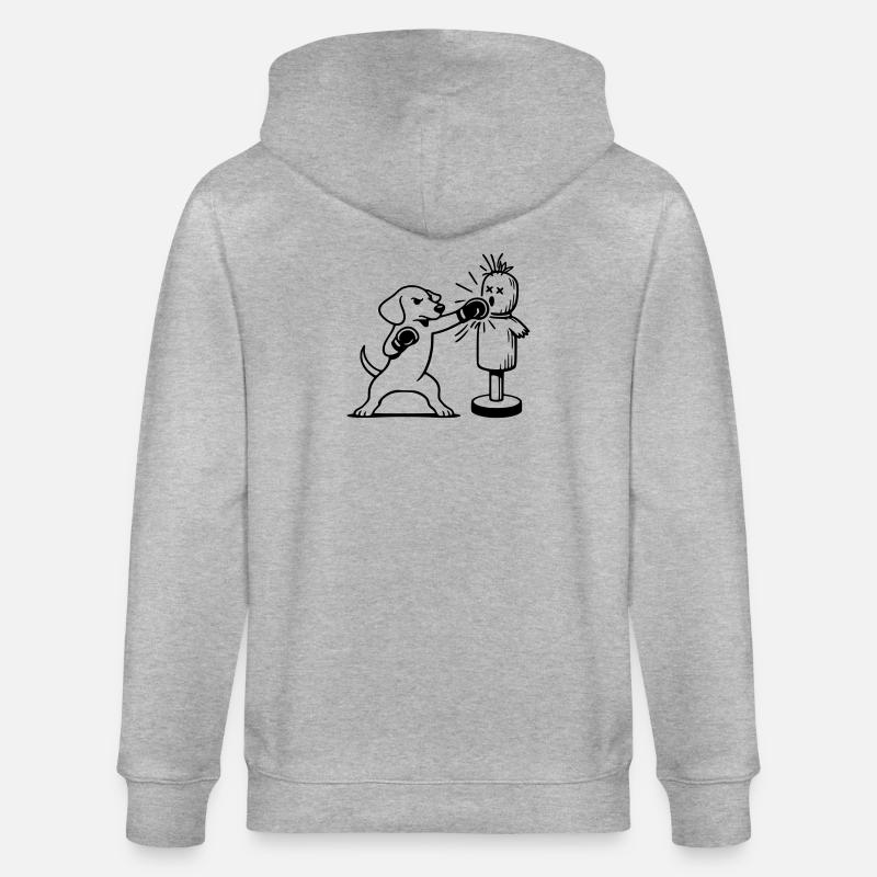 sparring dackel boxen line art  - Stanley/Stella Unisex Bio-Kapuzenjacke CULTIVATOR  - Grau meliert