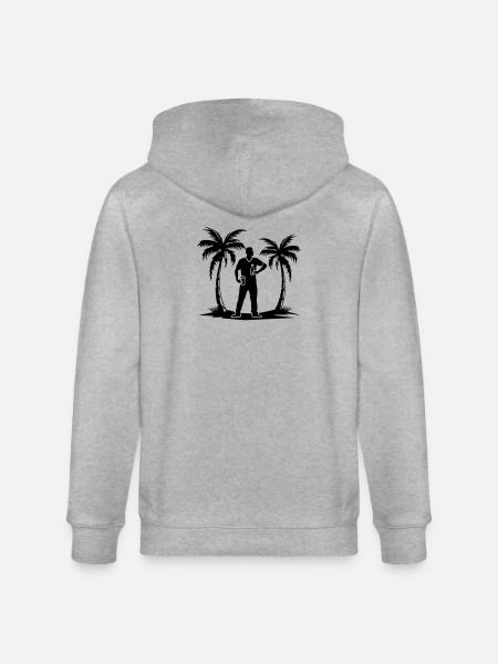 Urlaub Palmen Strand Silhouette - Stanley/Stella Unisex Bio-Kapuzenjacke CULTIVATOR - Grau meliert