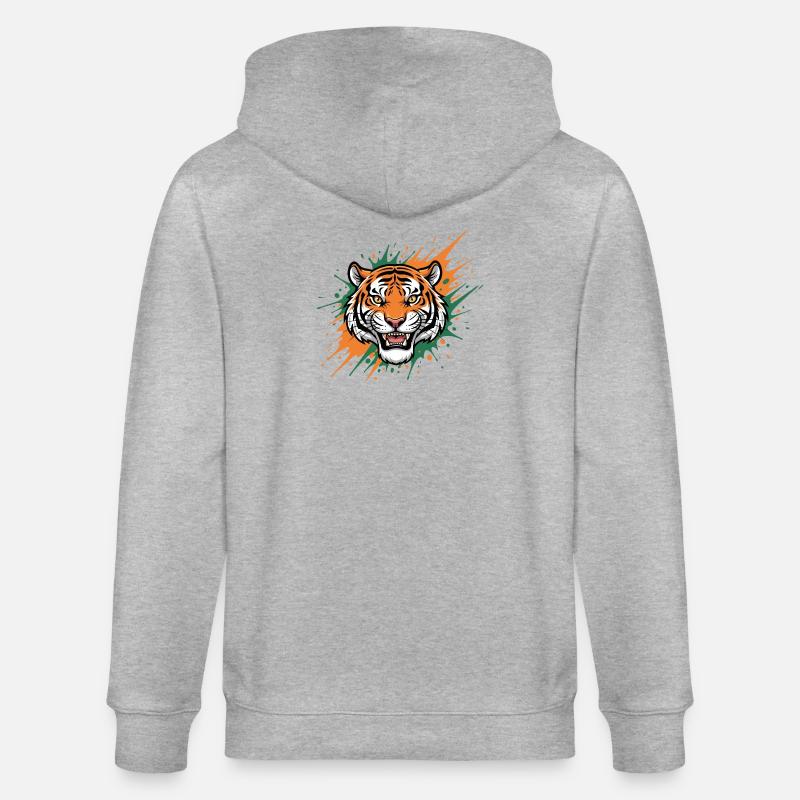 Tigerkopf Spritzerkunst - Stanley/Stella Unisex Bio-Kapuzenjacke CULTIVATOR - Grau meliert