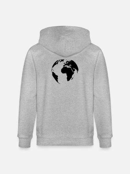 weltkugel-schwarz - Stanley/Stella Unisex Bio-Kapuzenjacke CULTIVATOR - Grau meliert