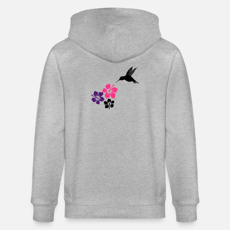 Colibri avec des fleurs d'hibiscus - Veste à capuche bio CULTIVATOR Stanley/Stella Unisexe - gris chiné