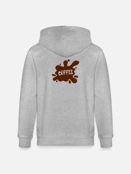 Coffee stain with artistic design - Stanley/Stella CULTIVATOR Unisex Organic Hooded Jacket - heather grey