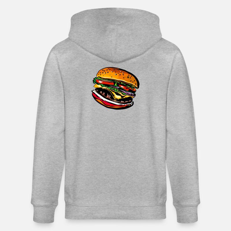 Burger Cheeseburger Restauration rapide - Veste à capuche bio CULTIVATOR Stanley/Stella Unisexe - gris chiné
