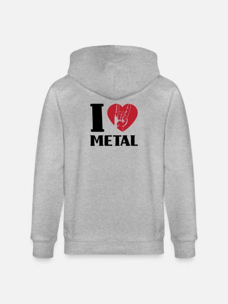 I love metal - Stanley/Stella CULTIVATOR  Unisex Organic Hooded Jacket - heather grey
