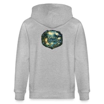 Gnade der Stille - Stanley/Stella Unisex Bio-Kapuzenjacke CULTIVATOR  - Grau meliert - Hinten - Luana (180cm)