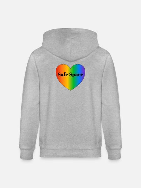 Safe space LGBT pride flag - Stanley/Stella CULTIVATOR Unisex Organic Hooded Jacket - heather grey