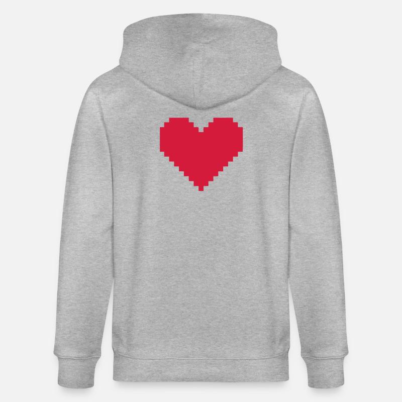 Herz aus Pixel - Stanley/Stella Unisex Bio-Kapuzenjacke CULTIVATOR  - Grau meliert