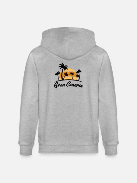 Gran Canaria sunset with palm trees - Stanley/Stella CULTIVATOR  Unisex Organic Hooded Jacket - heather grey