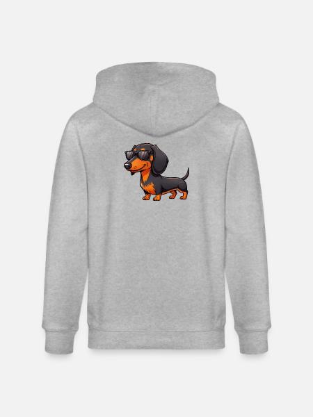 Cool dachshund with sunglasses summer friend - Stanley/Stella CULTIVATOR Unisex Organic Hooded Jacket - heather grey